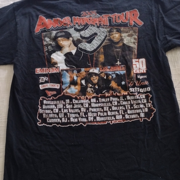 Eminem 50 Cent Anger Management Tour 3 2005 T-shirt Rare Holes On Shoulder - Picture 4 of 10